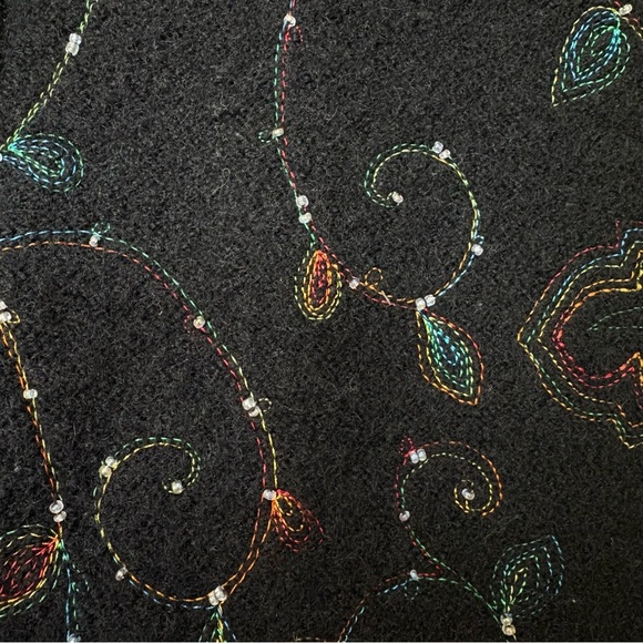 Bechamel Petites Wool Embroidered Black Jacket Zip Up - Picture 2 of 11